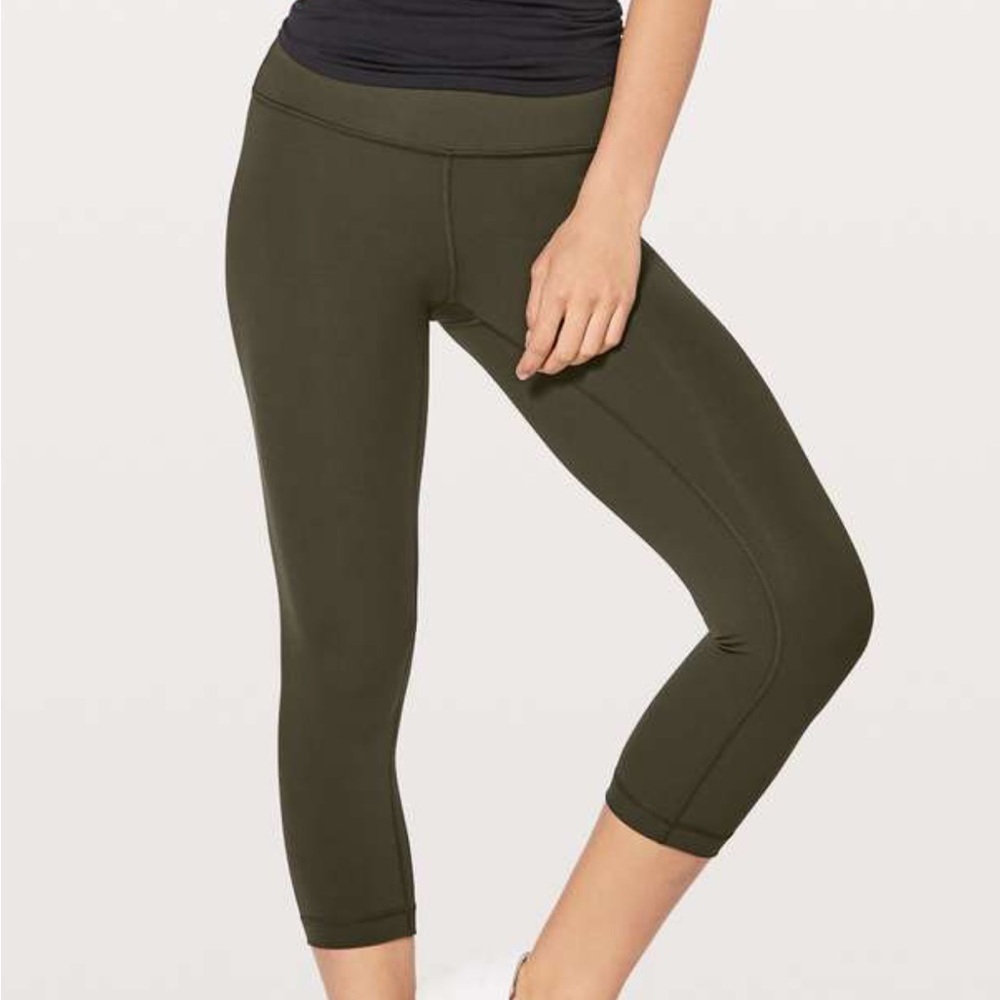 Lululemon Wunder Under Leggings 21” Dark Olive